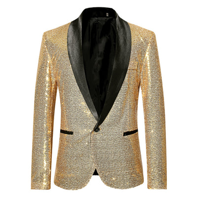 Blazer de Lentejuelas Hombre - Traje Elegante de Color Sólido - Image 6