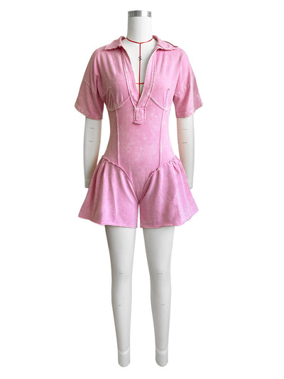 Jumpsuit Overol Holgado de Cuello Vuelto y Cintura Ajustable - Image 45