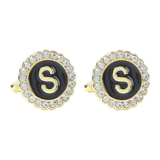 Gemelos Franceses de Diamante Redondo con 26 Letras para Hombre - Image 24