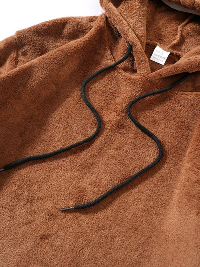 Conjunto de Sudadera con Capucha y Shorts en Fleece Coral para Hombre Talla Grande - Image 37