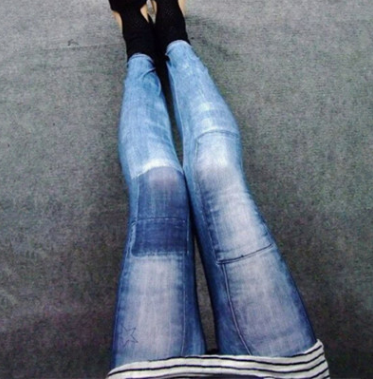 Leggins Denim Elásticos con Parches Personalizados - Ajuste Slim Capri para Mujer - Image 5
