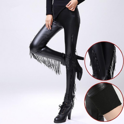 Leggins de Cuero Sintético con Borlas Estilo Texano - Image 2