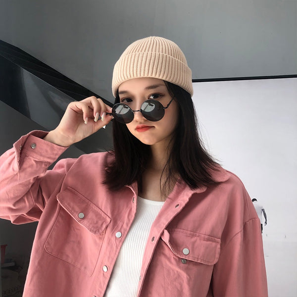Gorro Corto de Lana Retro con Vuelta Térmica