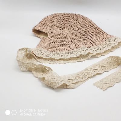 Sombrero de Paja con Moño de Encaje Coreano Plegable - Image 24