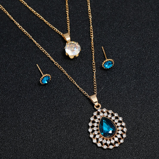 Conjunto de Collar y Aretes de Diamantes Brillantes