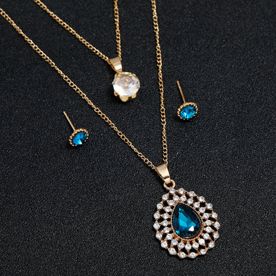 Conjunto de Collar y Aretes de Diamantes Brillantes
