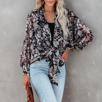 Camisa Cardigan Estampada de Manga Larga para Mujer - Image 10