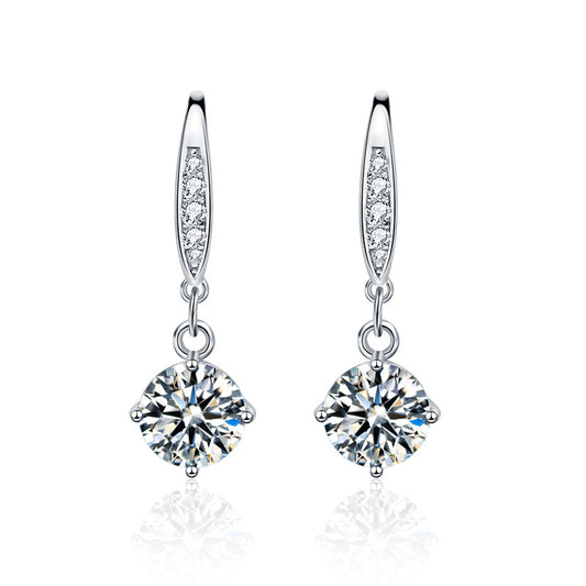 Aretes Gancho Mujer Diseño Minimalista con Cuatro Garras - Image 2