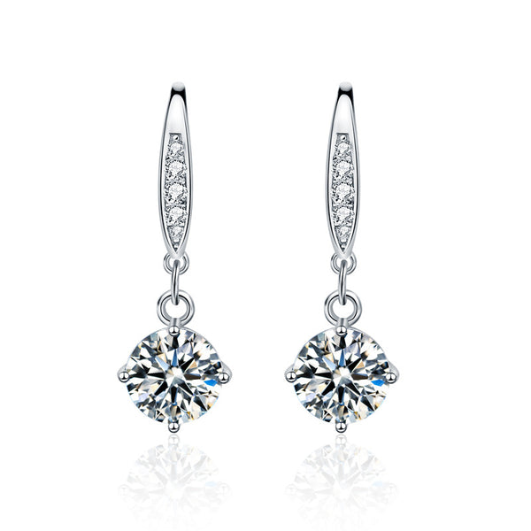 Aretes Gancho Mujer Diseño Minimalista con Cuatro Garras