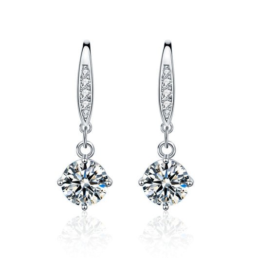 Aretes Gancho Mujer Diseño Minimalista con Cuatro Garras - Image 2