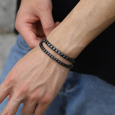 Cadena de Tenis Plata S925 Moissanita Negra - Collar Hip Hop para Hombre