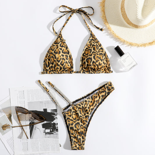 Traje de Baño Dividido Estampado Leopardo para Mujer