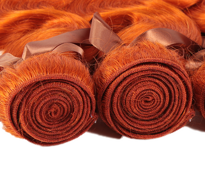 Flequillo de Cabello Real Estilo Cortina Naranja Europeo Americano - Image 3
