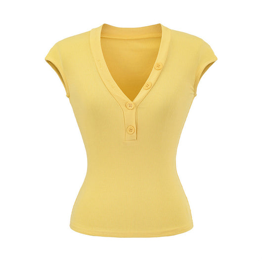 Playera Cuello V Ajustada de Manga Corta - Diseño Moderno y Favorecedor - Image 23