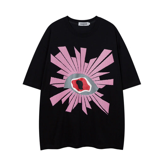 Playera Estampada con Diseño de Ojos Divertidos para Hombre - Corte Holgado