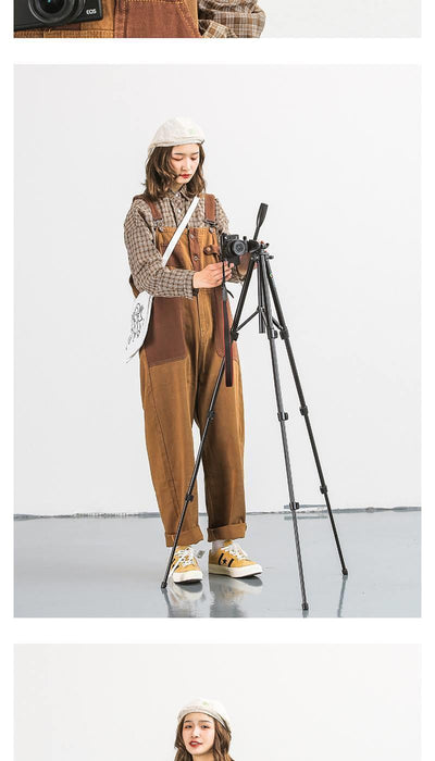 Pantalón Retro Holgado con Tirantes de Trabajo a Juego de Colores - Image 8