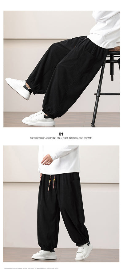 Pantalones Harem de Pana Otoño Estilo Chino para Hombre - Image 18