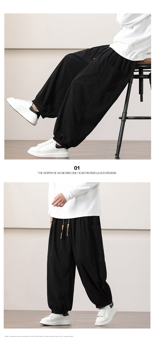 Pantalones Harem de Pana Otoño Estilo Chino para Hombre - Image 18
