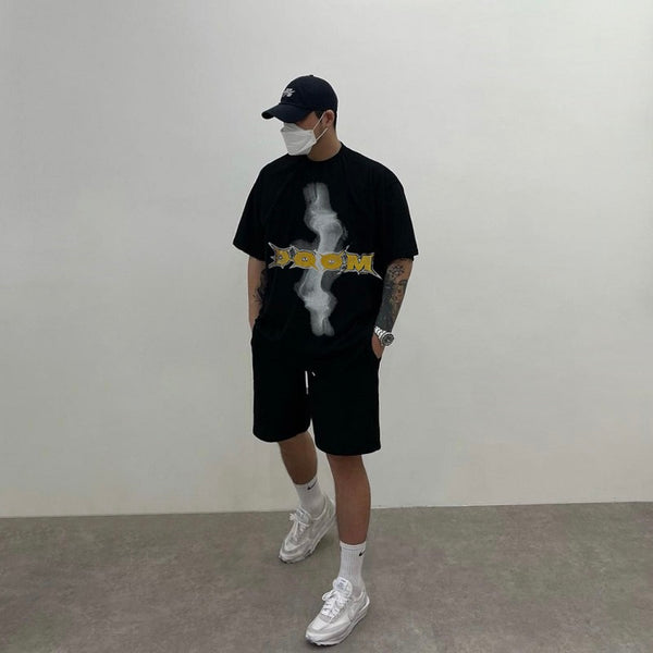 Camiseta Oversize Retro Hip-hop con Estampado Urbano