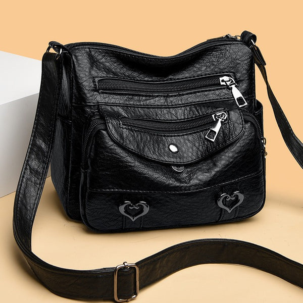 Bolso Bandolera de Cuero Texturizado Retro Gran Capacidad