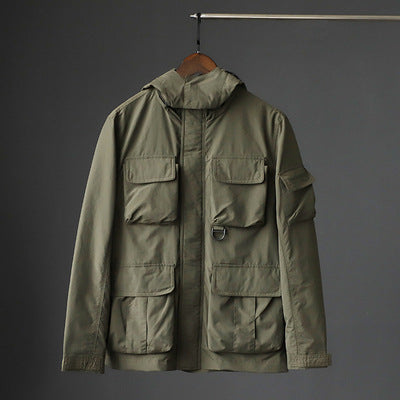 Chaqueta Impermeable y Cortavientos para Hombre con Múltiples Bolsillos