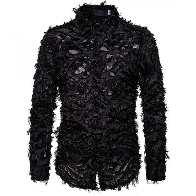 Camisa de Hombre con Borlas de Pluma en Solapa - Image 4