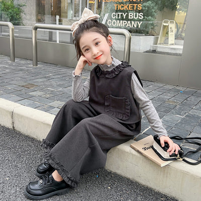 Conjunto de Tres Piezas: Chaleco Stringy Selvedge Fashionable para Niñas - Image 5