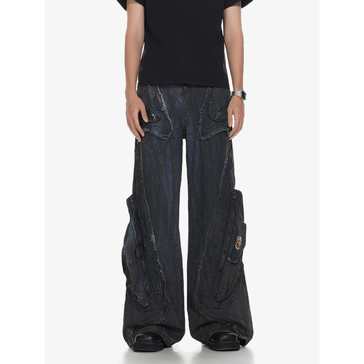 Pantalones Vaqueros Oversized Estilo Urbano Americano Corte Pesado - Image 2