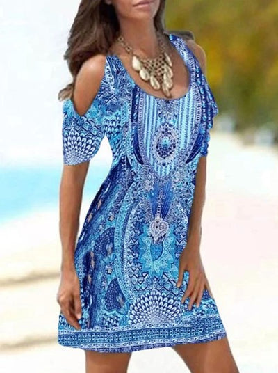 Vestido de Cuello Redondo con Cutout y Estampado Fashion - Image 4