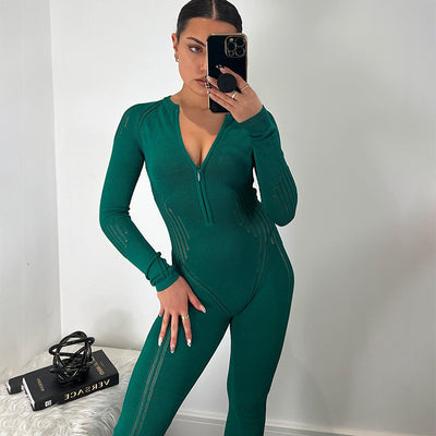 Jumpsuit Tejido a Rayas de Manga Larga para Mujer - Versátil y Elegante - Image 10