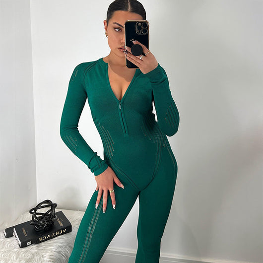 Jumpsuit Tejido a Rayas de Manga Larga para Mujer - Versátil y Elegante - Image 10