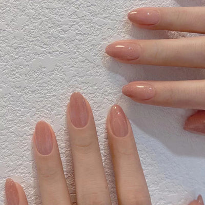 Uñas Postizas Degradado Durazno Nude con Brillo Fino Removibles - Image 2