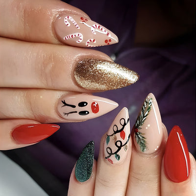 Stickers de Uñas Navideños Forma Alce y Caramelo - Image 14