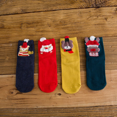 Calcetines Navideños de Algodón Rojo Multicolor para Otoño e Invierno - Image 6