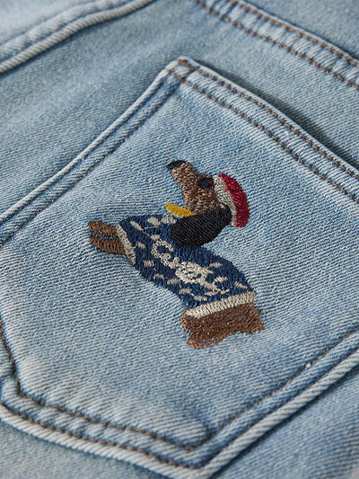 Jeans Rectos Talle Alto Térmicos con Forro Polar y Efecto Adelgazante - Image 9