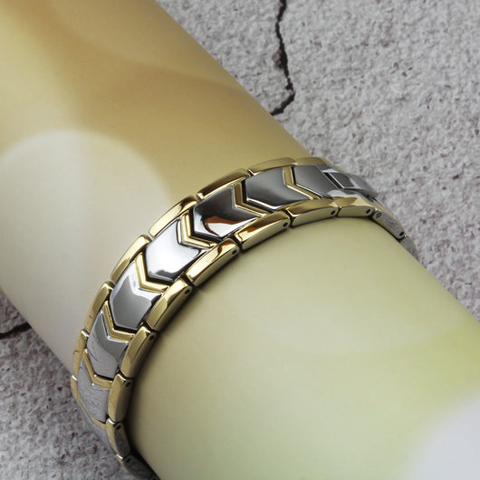 Pulsera Magnética Dorada de Doble Hilera - Image 10