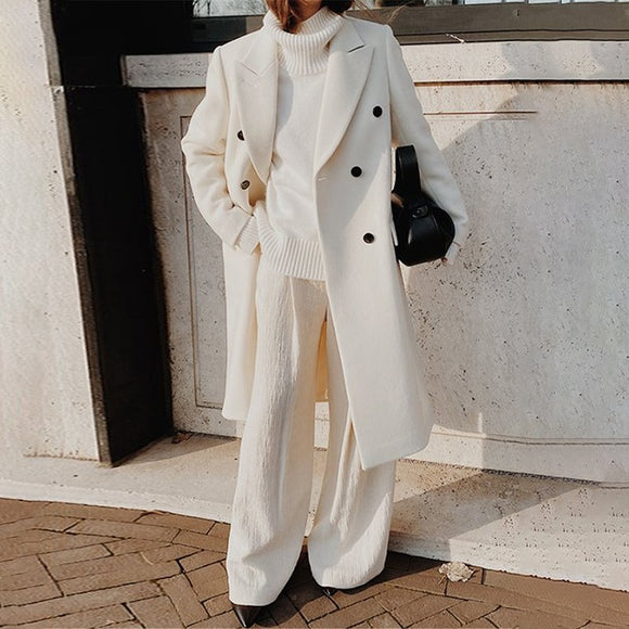 Chaqueta de Lana Manga Larga para Mujer