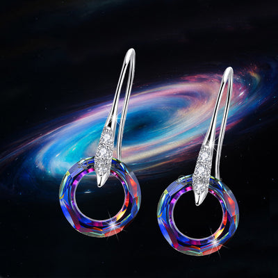 Anillo Universo Cristal Austriaco Plata 925 con Aretes Gancho Diamante - Image 14