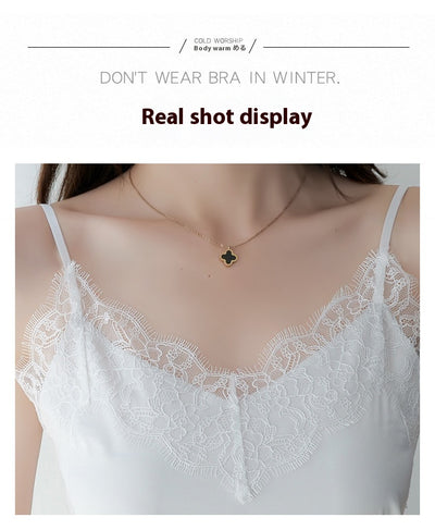 Camisola de Encaje para Pestañas en Seda Satinada para Mujer - Image 24