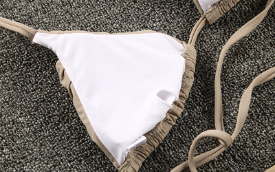 Bikini Fruncido de Color Sólido para Mujer - Image 23