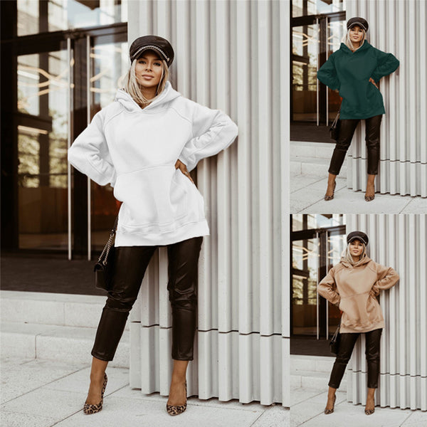 Sudadera con Capucha y Abertura Lateral para Mujer