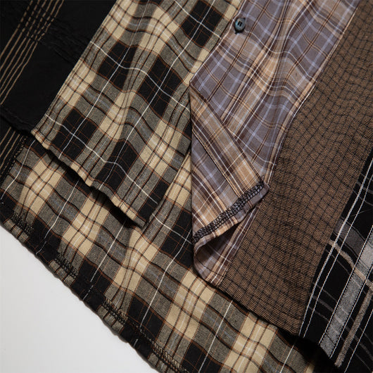 Camisa Casual de Cuadros Patchwork Retro para Hombre - Image 8