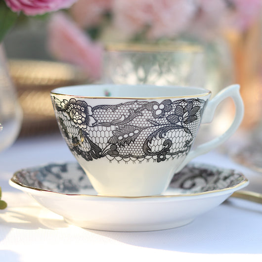 Plato de Postre Bone China Tarde Inglesa Encaje Negro - Image 9