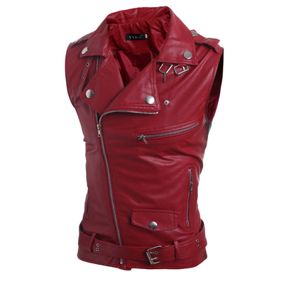 Chaleco de Cuero PU Ajustado con Solapa Zip-fit - Image 11