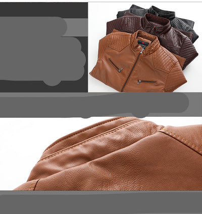 Chaqueta de Cuero PU con Forro de Terciopelo para Hombre Talla Grande - Image 2