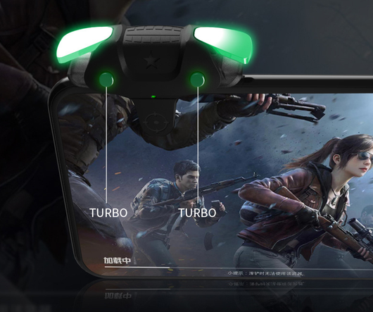 Black F5 game controller for mobile phones with two silver trigger buttons and a green indicator light. - Image 6