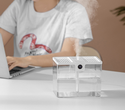 White rectangular humidifier with a gray handle and a digital display showing '86' on a white background. - Image 16