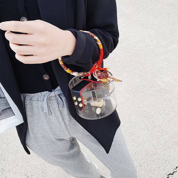 Bolso Jelly con Pañuelo de Seda Estilo Occidental para Mujer
