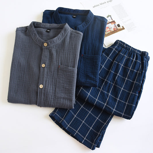 Pijama de Gasa de Algodón para Hombre - Primavera y Otoño - Image 2