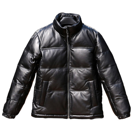 Chaqueta de Cuero con Plumón de Oveja y Cuello de Pie - Image 12
